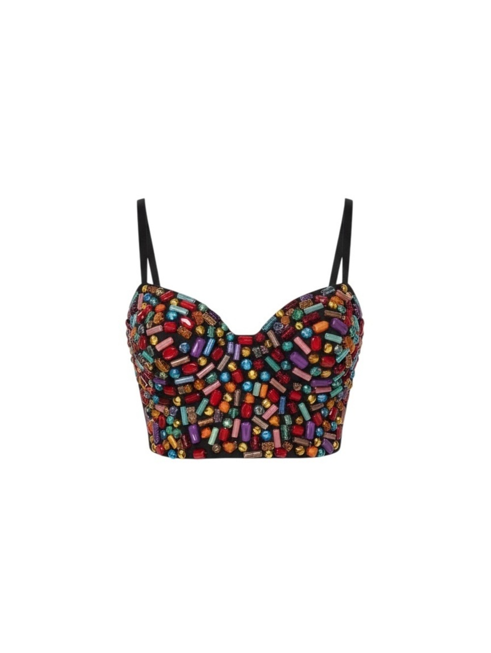 Multicolor Beaded Bustier Crop Top
